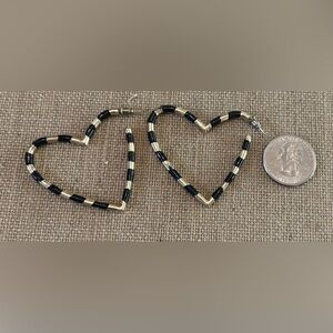 Black and gold hoop heart Earrings
